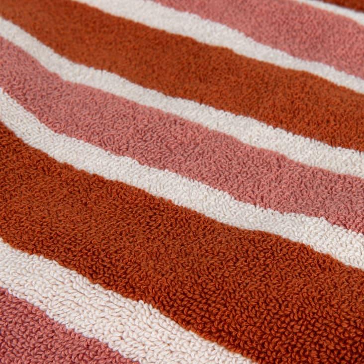 Maisons du Monde Baya - Toalla de playa de algodón de rayas terracota rosa y crudo 90x180 cm