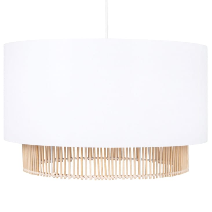 Maisons du Monde Baycita - Lámpara de techo de poliéster reciclado blanco y ratán