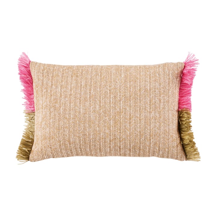 Maisons du Monde Bazan - Cojín de exterior con flecos tricolor