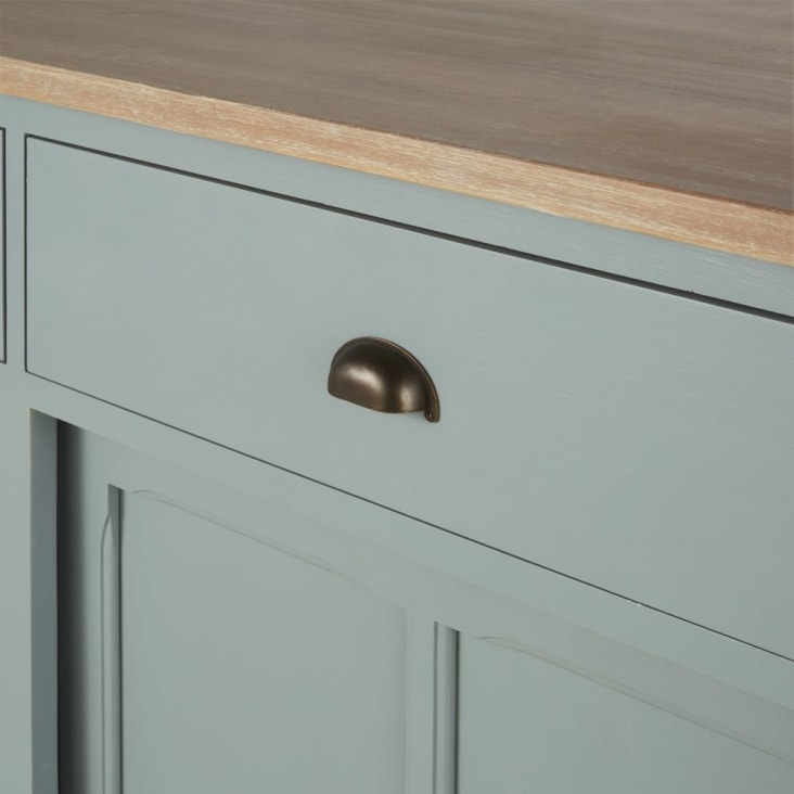 Maisons Du Monde Beaumont - Isla Central De Cocina Con 2 Puertas Y 2 Cajones En Verde Y Gris