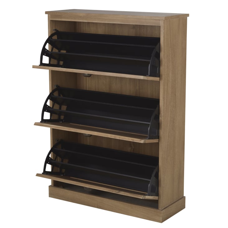 Maisons Du Monde Beaumont - Mueble Zapatero De 3 Puertas Con Acabado En Madera Clara