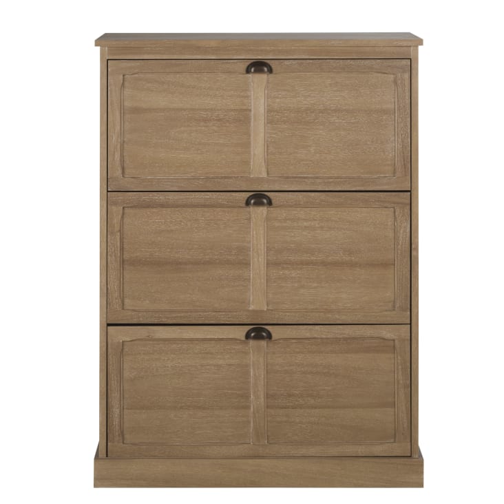 Maisons du Monde Beaumont - Mueble zapatero de 3 puertas con acabado en madera clara