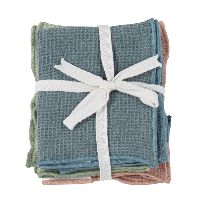 Maisons du Monde Bedoin - Set de 3 paños de cocina de algodón azul rosa y verde 30x50 cm