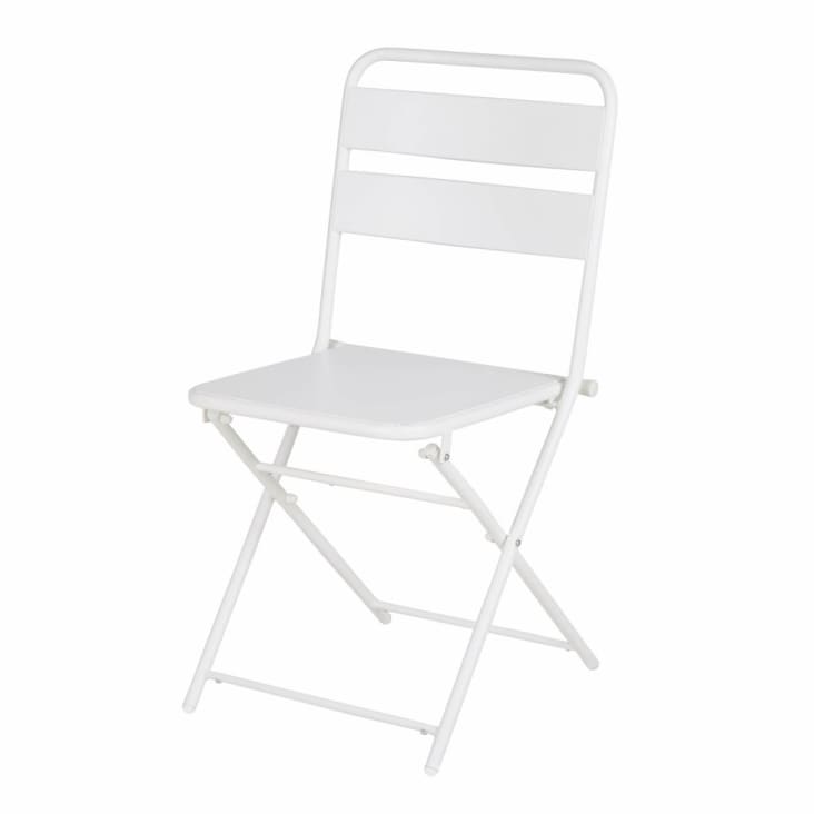 Maisons Du Monde Belleville - Silla De Jardín Plegable De Metal Blanco (x2)