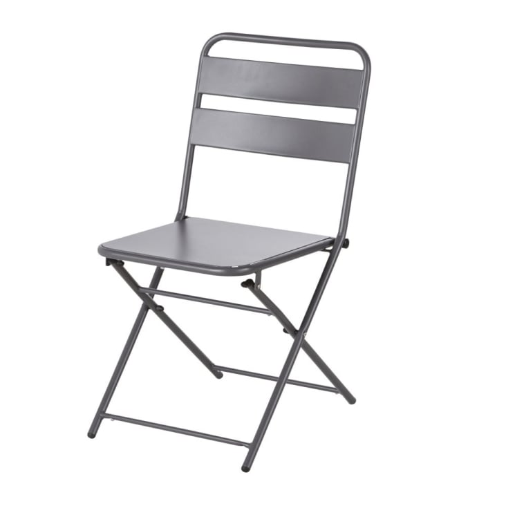 Maisons Du Monde Belleville - Silla De Jardín Plegable De Metal Gris Antracita (x2)