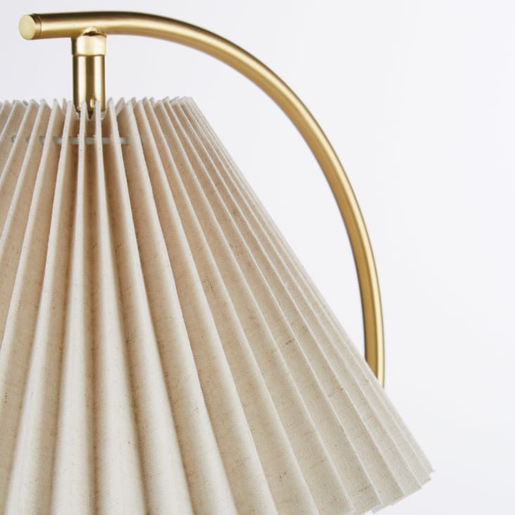 Maisons Du Monde Berenice - Lámpara De Mesa De Metal Dorado Y Pantalla Cónica Beige