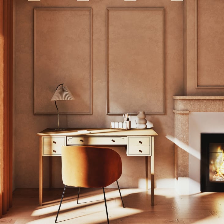 Maisons Du Monde Berenice - Lámpara De Mesa De Metal Dorado Y Pantalla Cónica Beige