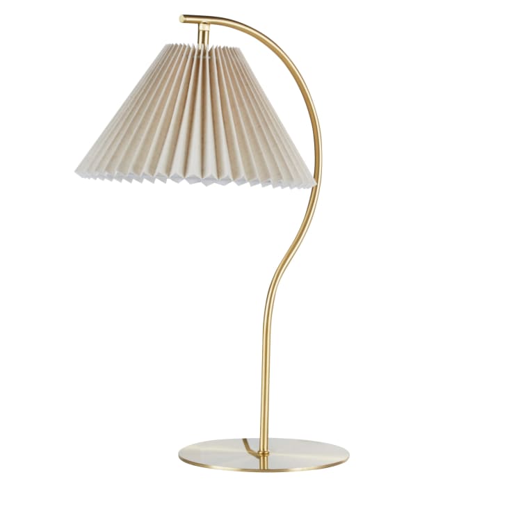 Maisons du Monde Berenice - Lámpara de mesa de metal dorado y pantalla cónica beige