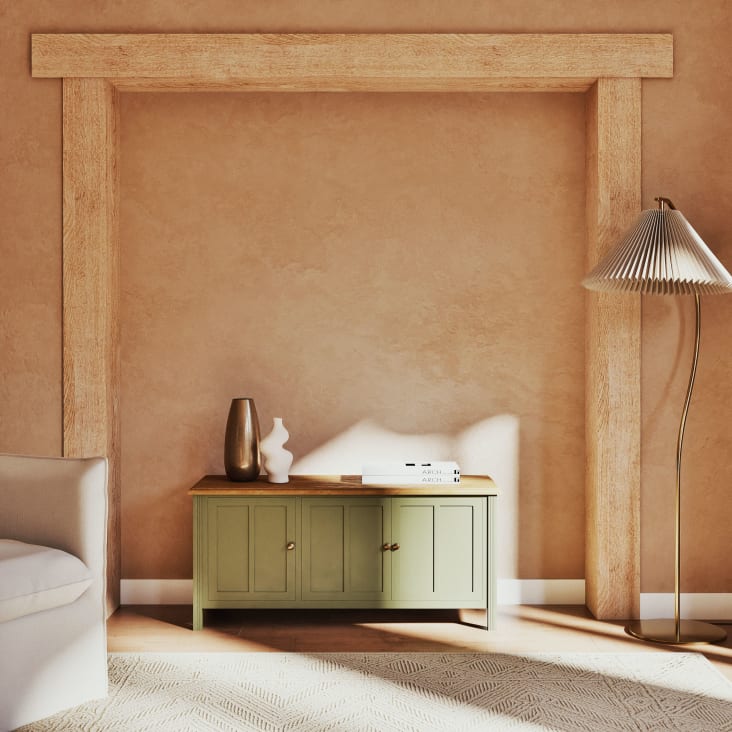 Maisons Du Monde Berenice - Lámpara De Pie De Metal Dorado Y Pantalla Cónica De Tela Plisada