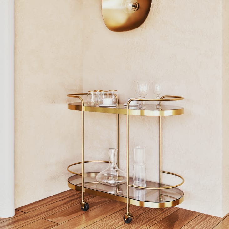 Maisons Du Monde BERENICE - Lote De 2 - Taza De Café Y Platillo De Porcelana Blanca Y Dorada