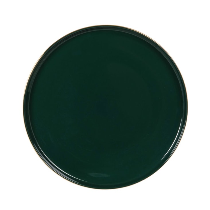 Maisons Du Monde BERENICE - Lote De 6 - Plato De Postre De Porcelana Verde Y Dorada