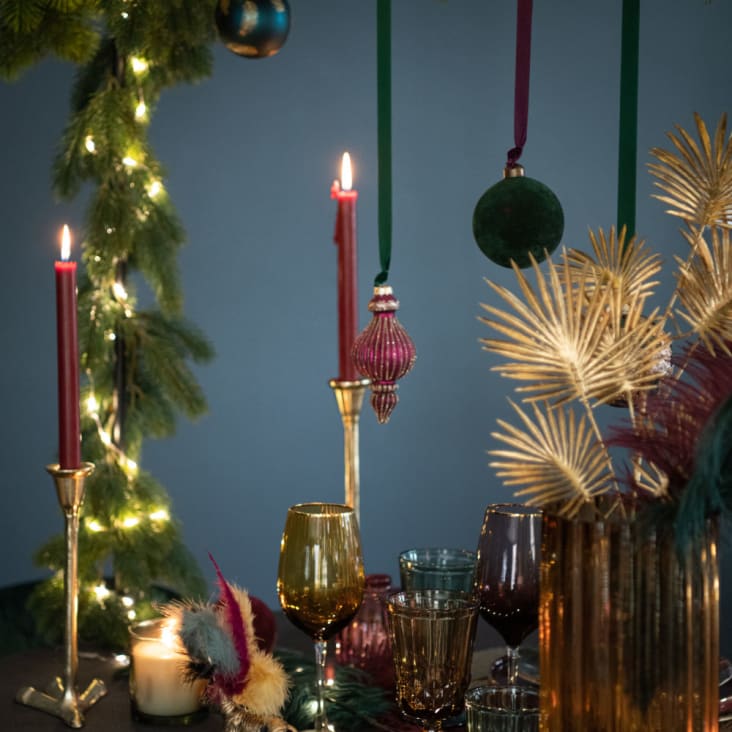 Maisons Du Monde BERENICE - Lote De 6 - Plato De Postre De Porcelana Verde Y Dorada