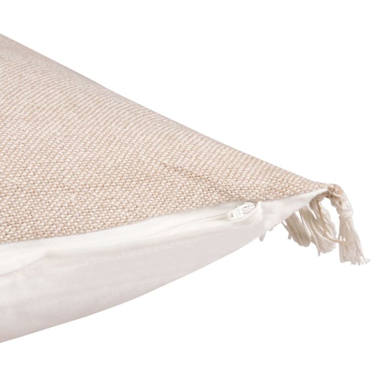 Maisons Du Monde BERGEN - Cojín De Algodón Color Beige Con Flecos 60x60