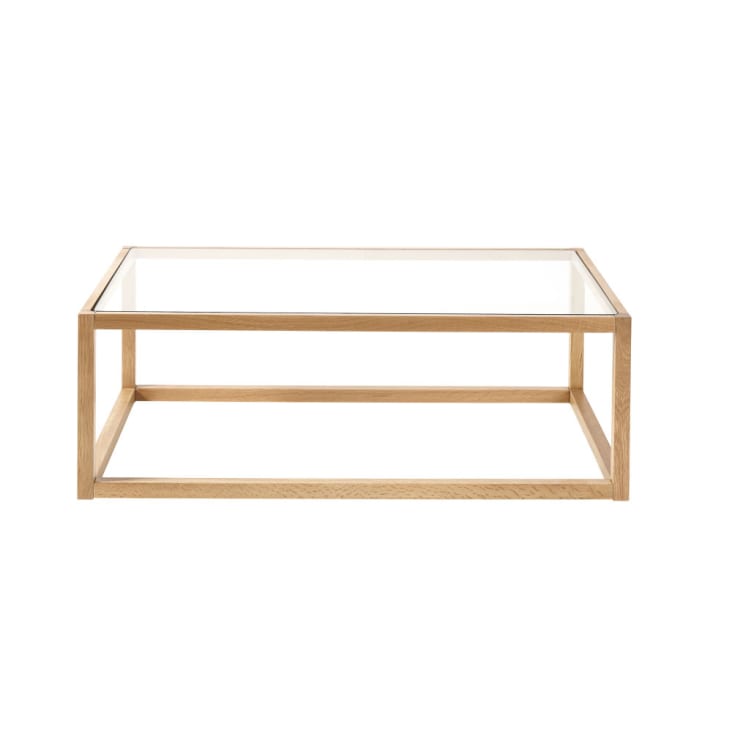 Maisons du Monde Betsy - Mesa baja de roble macizo y cristal
