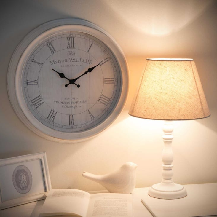 Maisons Du Monde Bianca - Lámpara Blanca Con Pantalla Beige