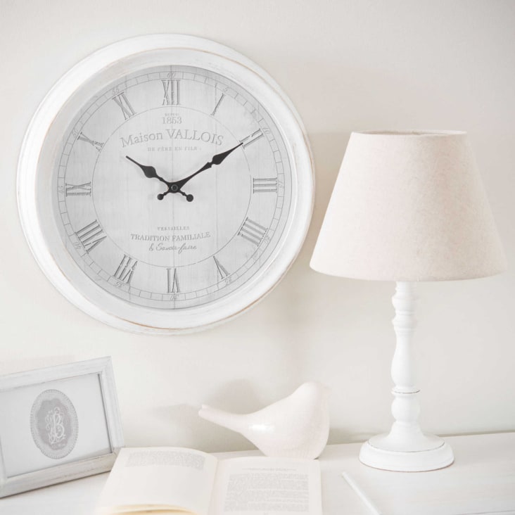 Maisons Du Monde Bianca - Lámpara Blanca Con Pantalla Beige