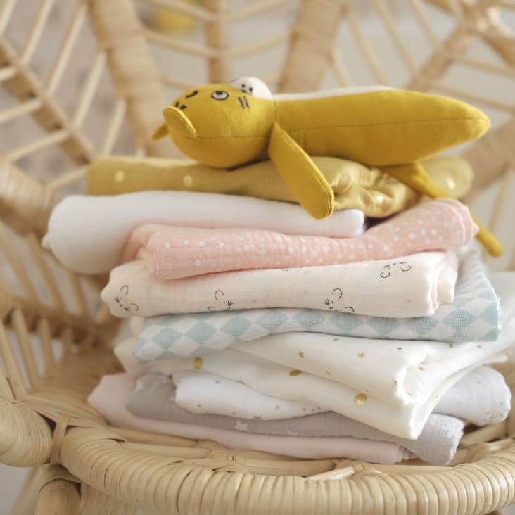 Maisons Du Monde Bird Song - Pañales De Bebé De Algodón Blanco Y Rosa (x3)