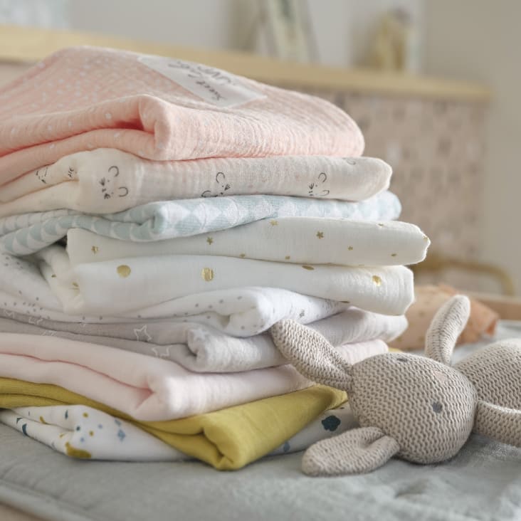 Maisons Du Monde Bird Song - Pañales De Bebé De Algodón Blanco Y Rosa (x3)