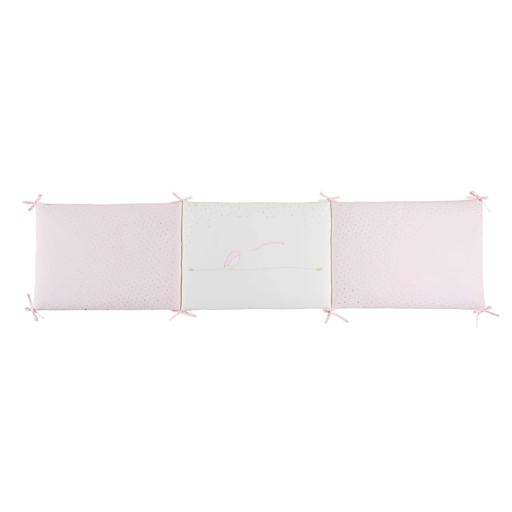 Maisons Du Monde Bird Song - Protector De Cuna De Bebé De Algodón Rosa Y Blanco