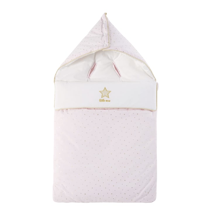 Maisons du Monde Bird song - Saquito para bebé de algodón rosa blanco y dorado