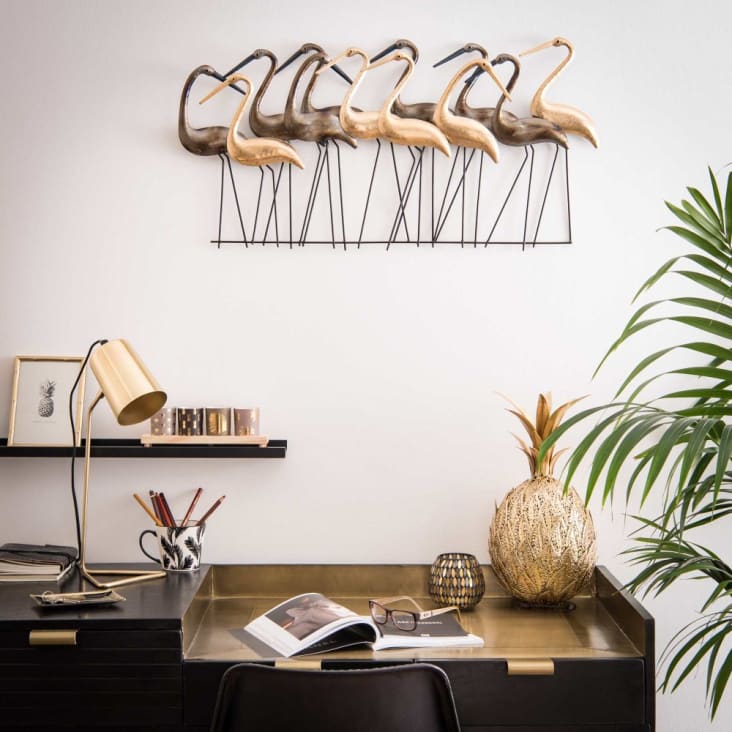 Maisons Du Monde BIRDS - Decoración De Pared Dorada Y Color Bronce 82x42