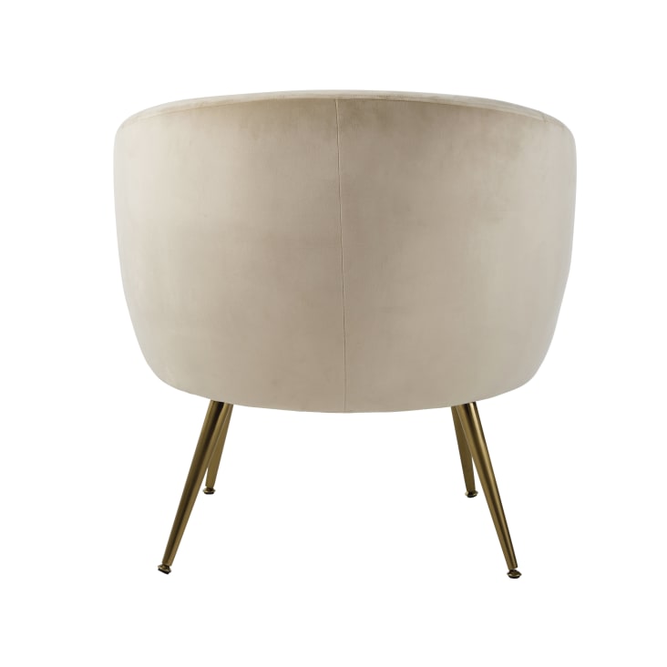 Maisons Du Monde Bizou - Sillón De Terciopelo Beige Y Metal Dorado