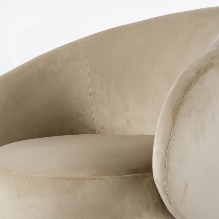 Maisons Du Monde Bizou - Sillón De Terciopelo Beige Y Metal Dorado