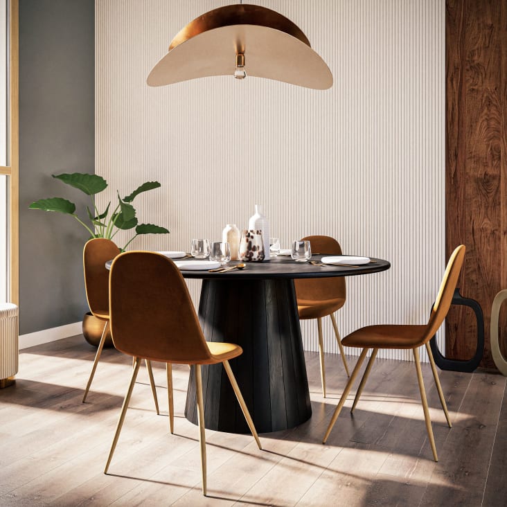 Maisons Du Monde BLACK LEO - Vela Perfumada En Tarro De Cristal Negro Blanco Y Dorado 1100g