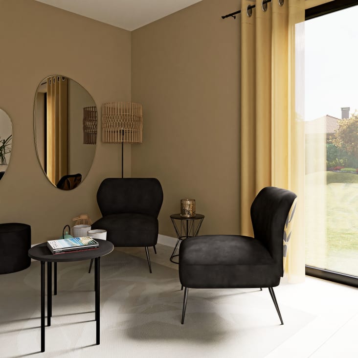 Maisons Du Monde Blackhill Business - Puf Profesional De Terciopelo Negro