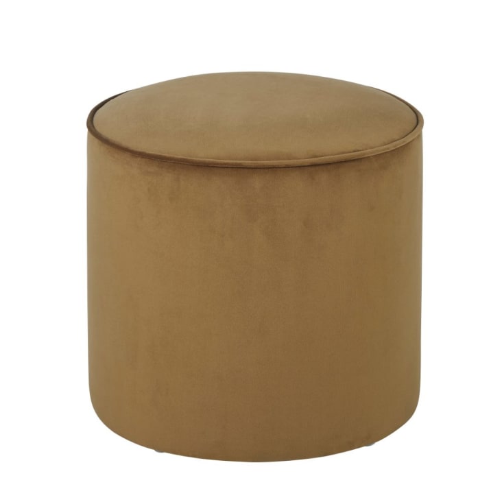 Maisons du Monde Blackhill Business - Puf profesional de terciopelo reciclado ocre