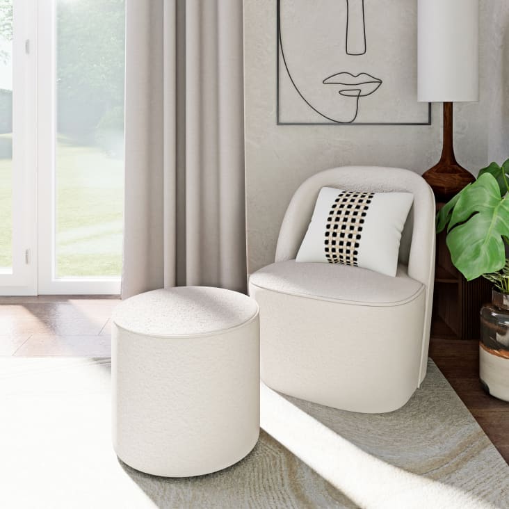 Maisons Du Monde Blackhill Business - Puf Profesional En Color Blanco