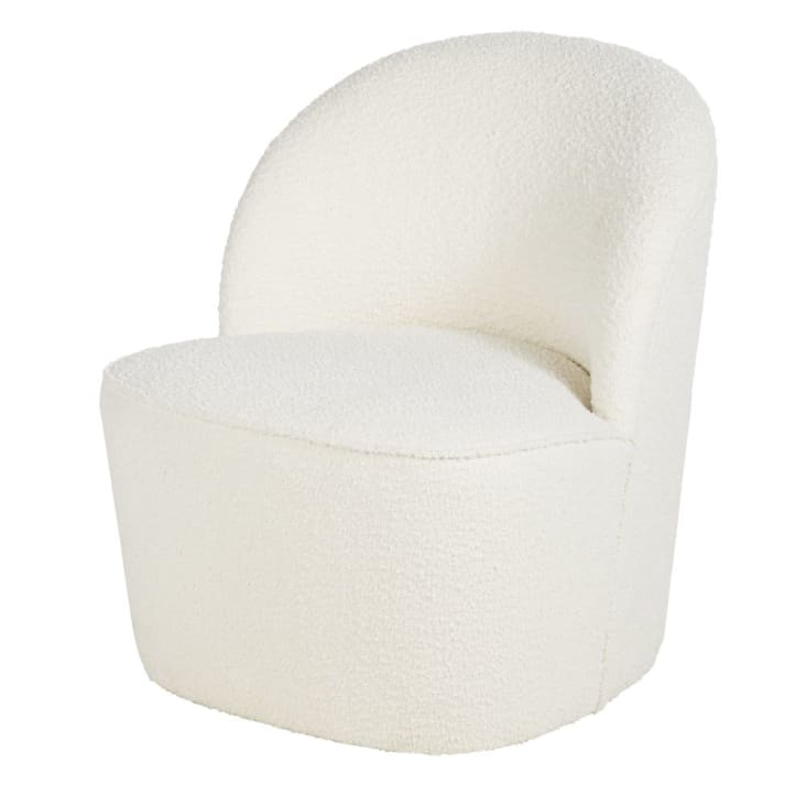 Maisons du Monde Blackhill Business - Sillón profesional de tejido reciclado de rizo blanco roto