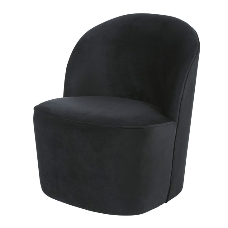 Maisons du Monde Blackhill Business - Sillón profesional de terciopelo reciclado negro