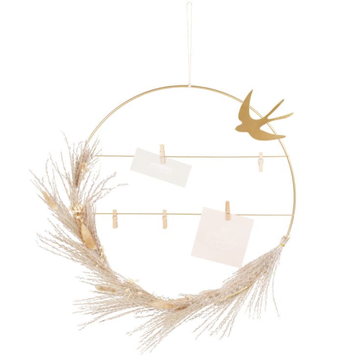 Maisons du Monde BLOIS - Panel multifotos con corona de flores secas y alambre dorado D. 50