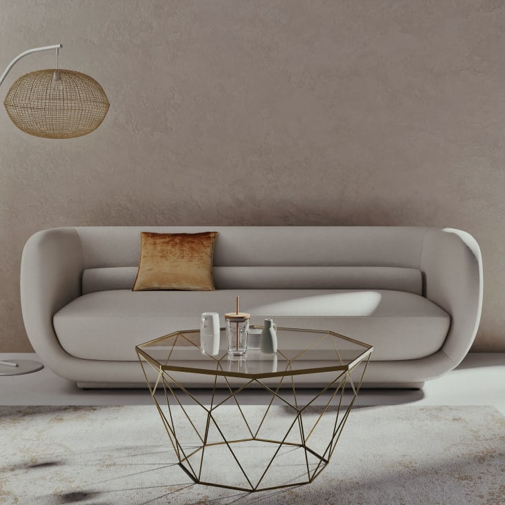 Maisons Du Monde Blossom - Mesa Baja De Metal Color Latón Y Cristal