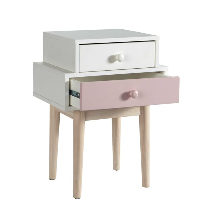 Maisons Du Monde Blush - Mesilla 2 Cajones Blanca Y Rosa
