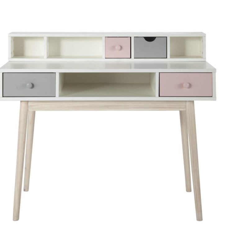 Maisons Du Monde Blush - Módulo De Almacenaje Para Escritorio Con 2 Cajones Rosa Y Gris