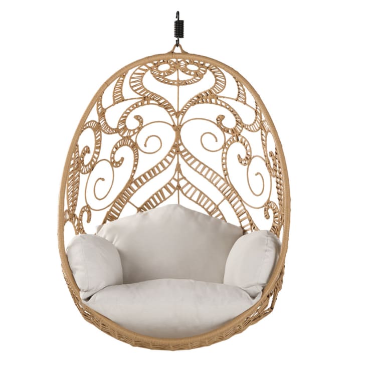 Maisons Du Monde Boayana - Sillón Colgante De Jardín De Resina Que Imita Al Ratán Cojín Crudo