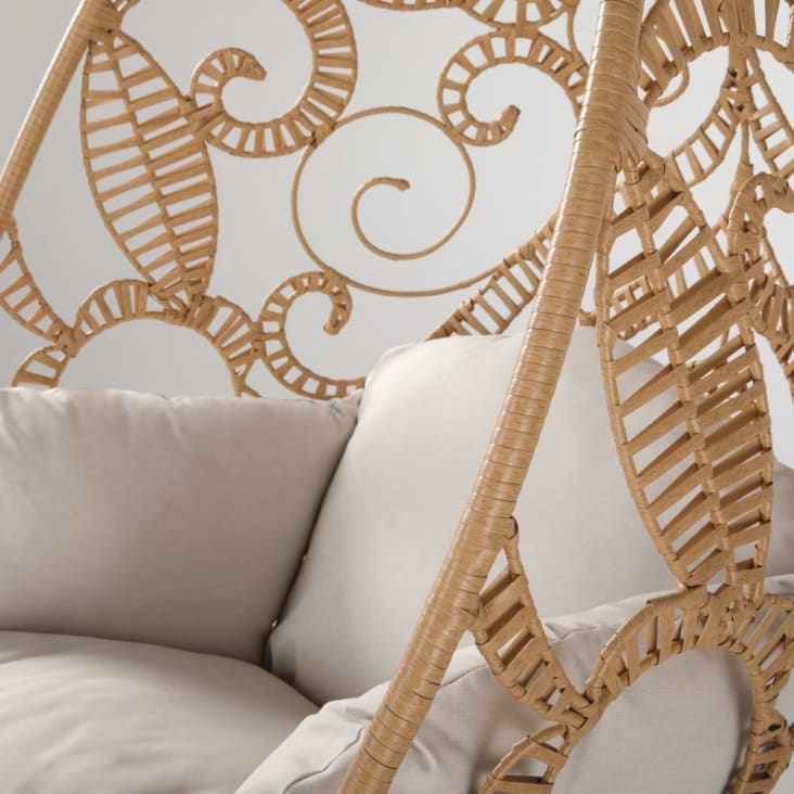 Maisons Du Monde Boayana - Sillón Colgante De Jardín De Resina Que Imita Al Ratán Cojín Crudo