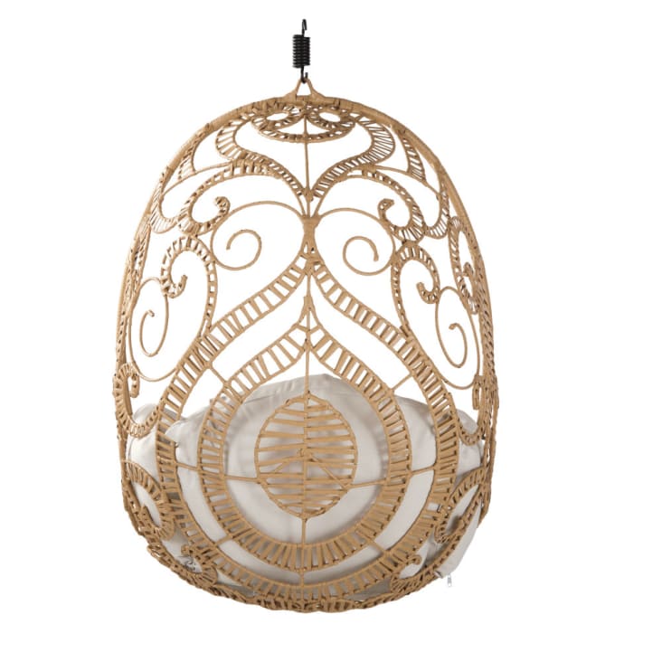 Maisons Du Monde Boayana - Sillón Colgante De Jardín De Resina Que Imita Al Ratán Cojín Crudo