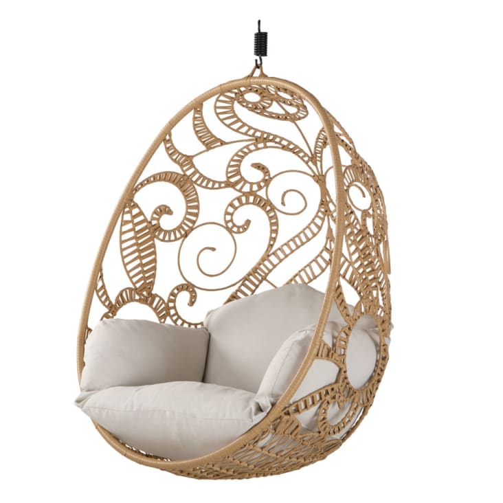 Maisons du Monde Boayana - Sillón colgante de jardín de resina que imita al ratán cojín crudo