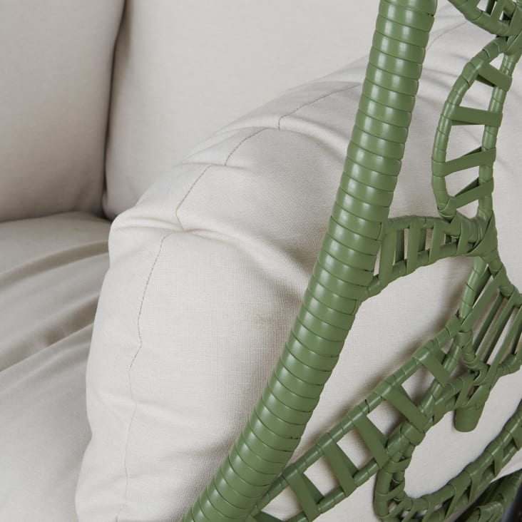 Maisons Du Monde Boayana - Sillón Colgante Exterior De Resina Verde Con Cojín Crudo