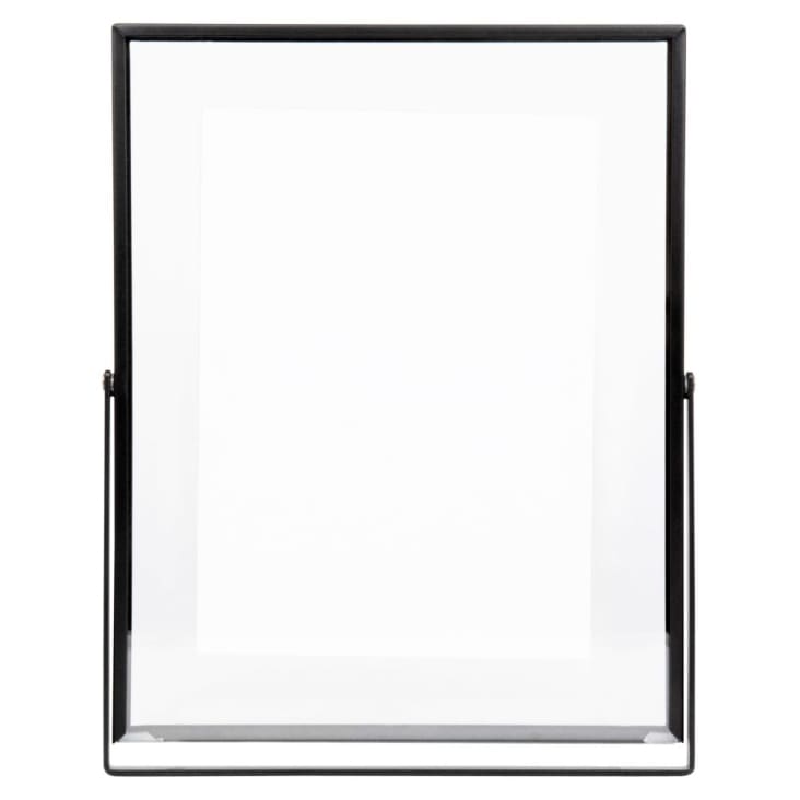 Maisons Du Monde BOBBY - Marco De Sobremesa De Metal Negro Y Cristal 13x18