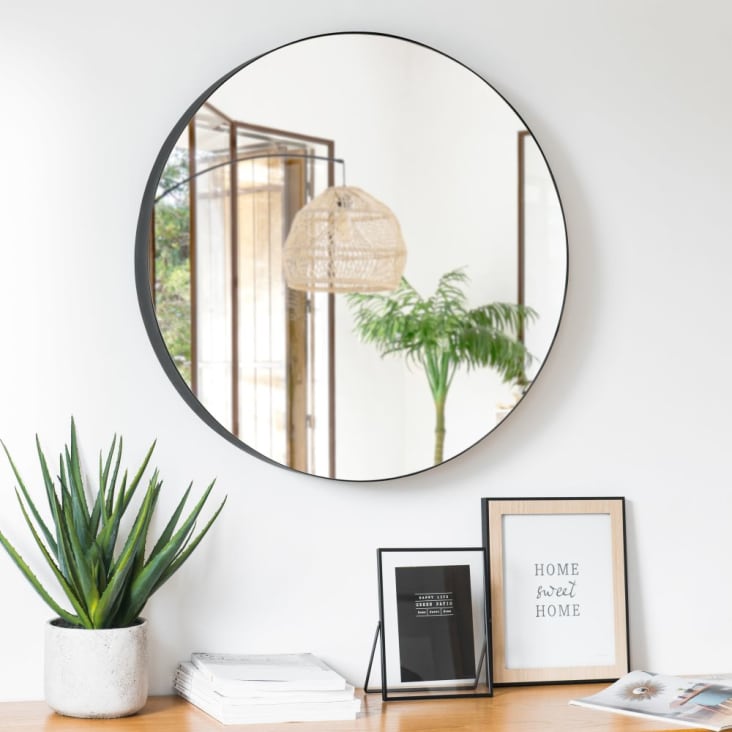 Maisons Du Monde BOBBY - Marco De Sobremesa De Metal Negro Y Cristal 13x18