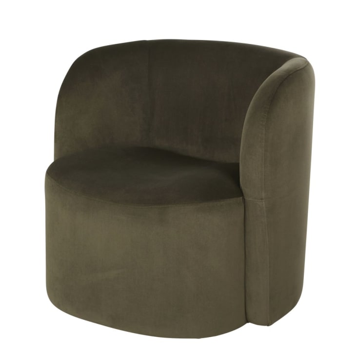 Maisons du Monde Bobun - Sillón de terciopelo verde caqui