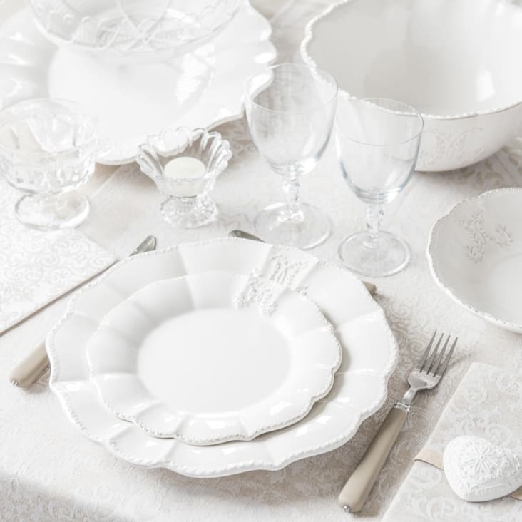Maisons Du Monde Bourgeoisie - Bandeja Ovalada De Loza Blanca