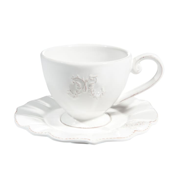 Maisons du Monde Bourgeoisie - Lote de 2 - Taza y platillo de café de loza blanca