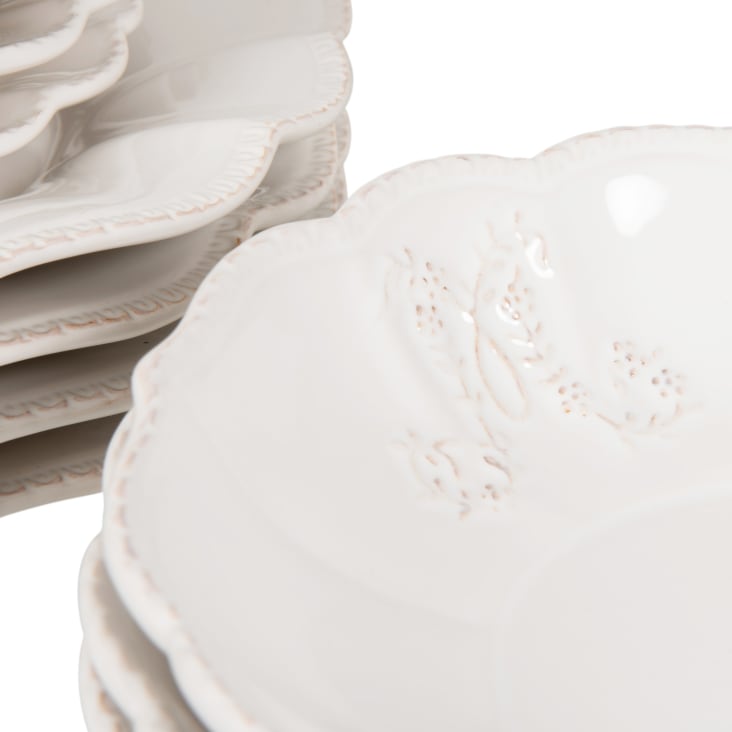 Maisons Du Monde Bourgeoisie - Vajilla De 12 Piezas De Loza Blanca