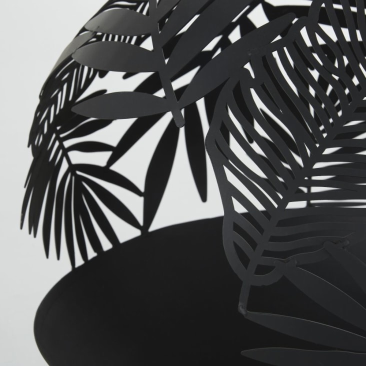 Maisons Du Monde Brasero De Metal Negro Con Hojas Cinceladas