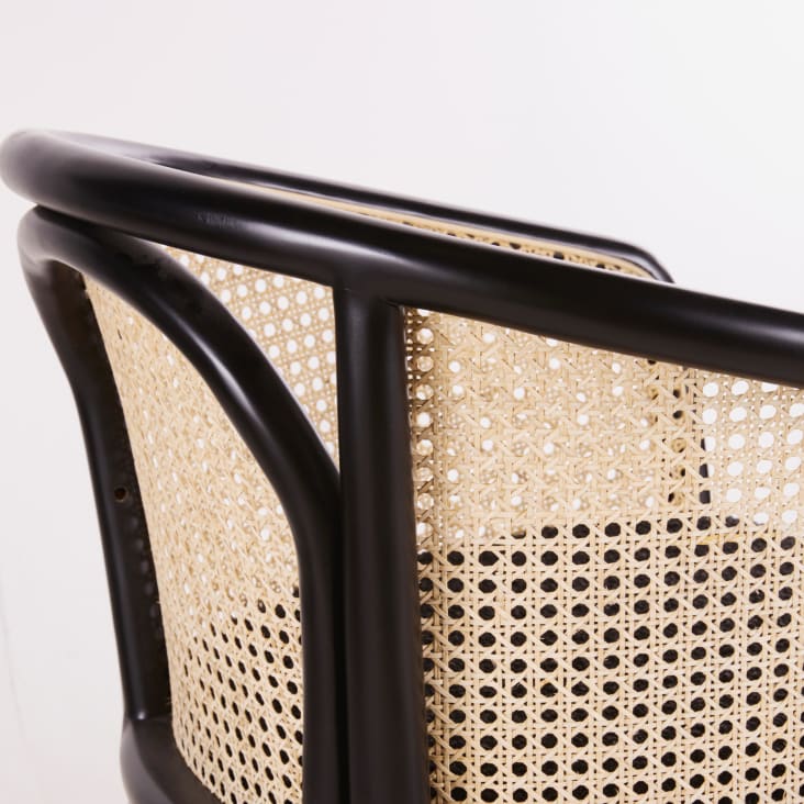 Maisons Du Monde Bree - Silla De Comedor De Rejilla De Ratán Y Tela Color Negro